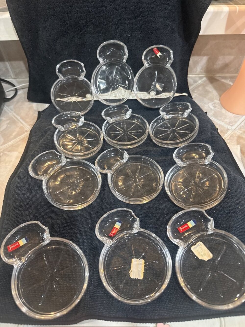 Fostoria Mademoiselle vintage clear glass coasters spoon/tea bag rests selling (